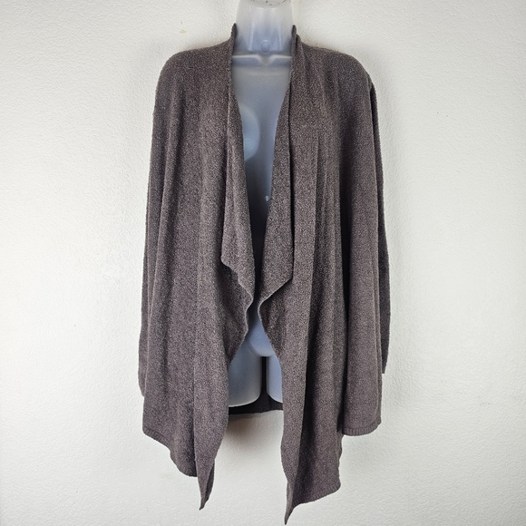 Barefoot Dreams CozyChic Lite Draped Cardigan Brown S/M - Picture 2 of 11